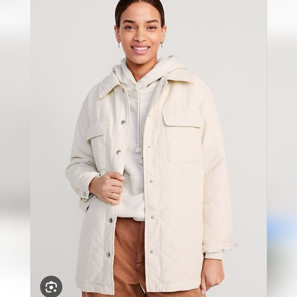 Old Navy Quilted Utility Shacket In Cozy Cashmere Size Small Petite